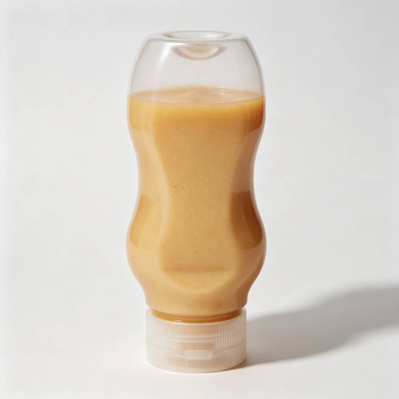 Ergonomic curved squeeze plastic bottle for liquid food