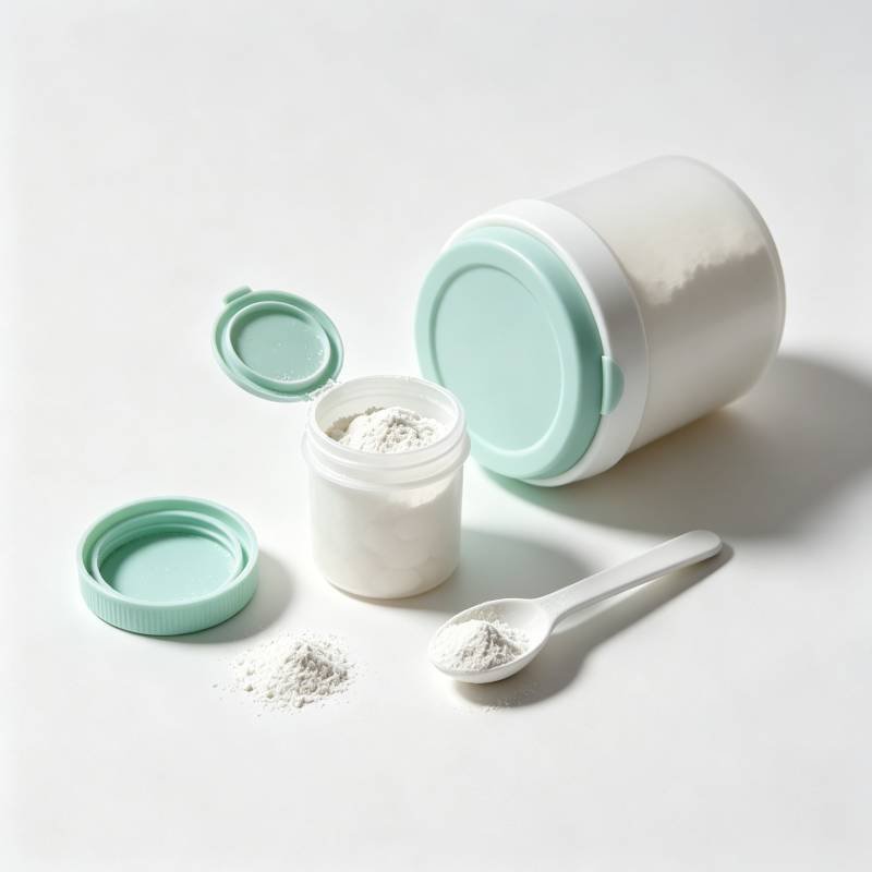 Small plastic jar for powder storage