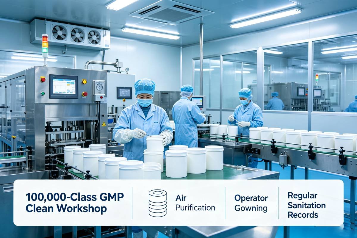 Why 100,000‑Class GMP Clean Workshop Matters For Food‑Grade Plastic Jars