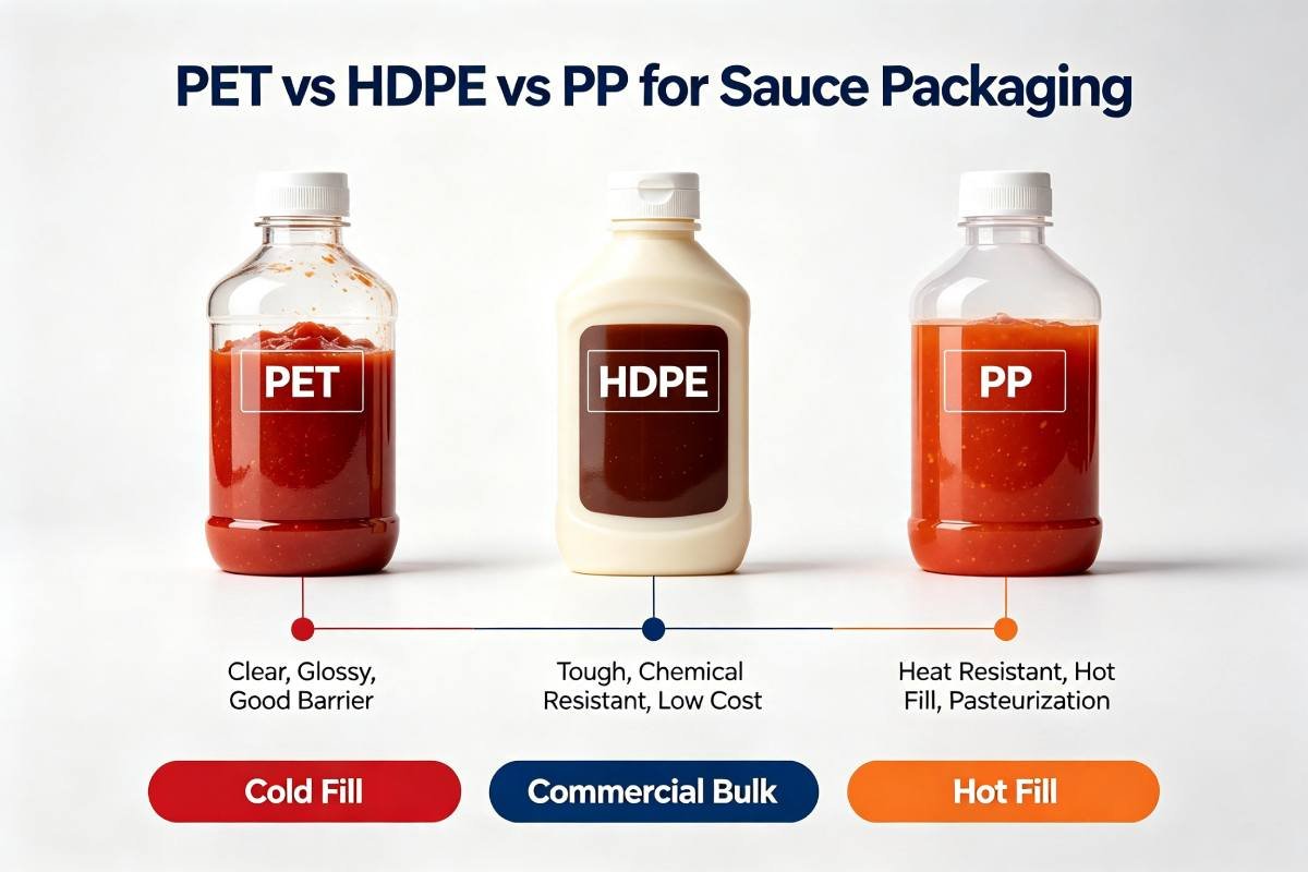 PET vs HDPE vs PP Plastic Bottles for Sauce Packaging Material Selection