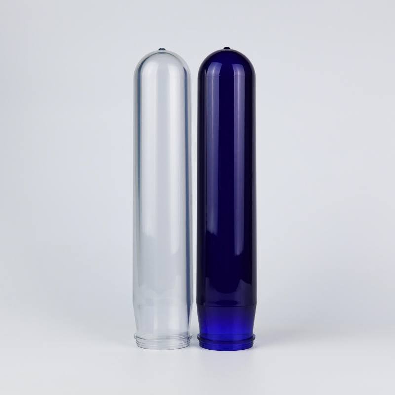 Side view of extra wide 72mm threaded neck PET preform industrial packaging blank